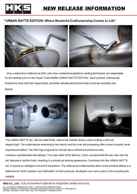 HKS 89-94 Nissan Skyline GT-R E-BNR32 RB26DETT URBAN MATTE Edition Super Turbo Muffler 31029-AN012