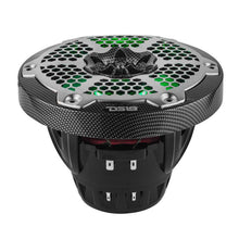 Load image into Gallery viewer, DS18 Hybrid Marine Speaker w/ Driver And RGB LED 6.5in 2-Way 250 Watts RMS 4 ohm Crbn Fiber w/ Cover