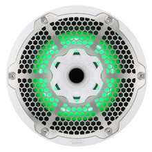Load image into Gallery viewer, DS18 Hybrid Marine Speaker w/ Driver And RGB LEDs 10in 2-Way 450 Watts RMS 4 ohm White w/ Cover
