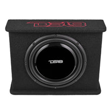 Load image into Gallery viewer, DS18 Single 12in Shallow Subwoofer and Enclosure 350 Watts RMS Amplified Sealed Black Carpet