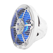 Load image into Gallery viewer, DS18 Hybrid Marine Speaker w/ Driver And RGB LEDs 8in 2-Way 350 Watts RMS 4 ohm White w/ Covers