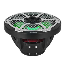 Load image into Gallery viewer, DS18 Hybrid Marine Speaker w/ Driver And RGB LEDs 8in 2-Way 350 Watts RMS 4 ohm Black w/ Covers