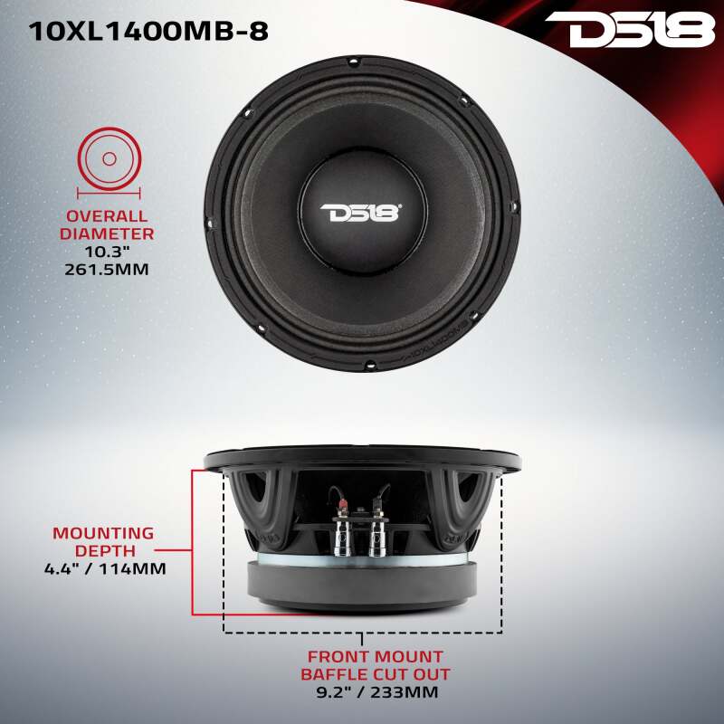 DS18 10in 700 Watts RMS 8 ohm Mid-Bass Loudspeakers