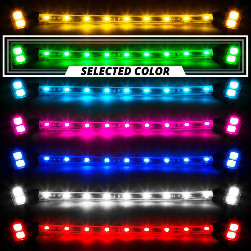 XK Glow Strip Single Color Underglow LED Accent Light Car/Truck Kit Green - 8x24In Tube + 4x8In