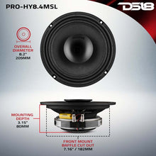 Load image into Gallery viewer, DS18 8in 200 Watts RMS 4 ohm Mid-Range Loudspeaker Shallow Grill Included