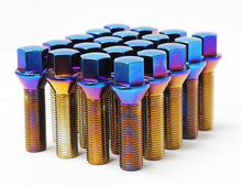 Load image into Gallery viewer, Wheel Mate Mevius Lug Bolt Set of 20 - Chrome Neon 14x1.50 27mm Cone 60 DEG TAP