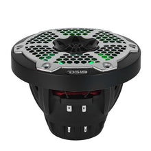 Load image into Gallery viewer, DS18 Hybrid Marine Speaker w/ Driver And RGB LEDs 6.5in 2-Way 250 Watts RMS 4 ohm Black w/ Covers