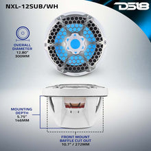 Load image into Gallery viewer, DS18 Marine Subwoofer w/ RGB Lights 12in 350 Watts RMS 4 ohm SVC White