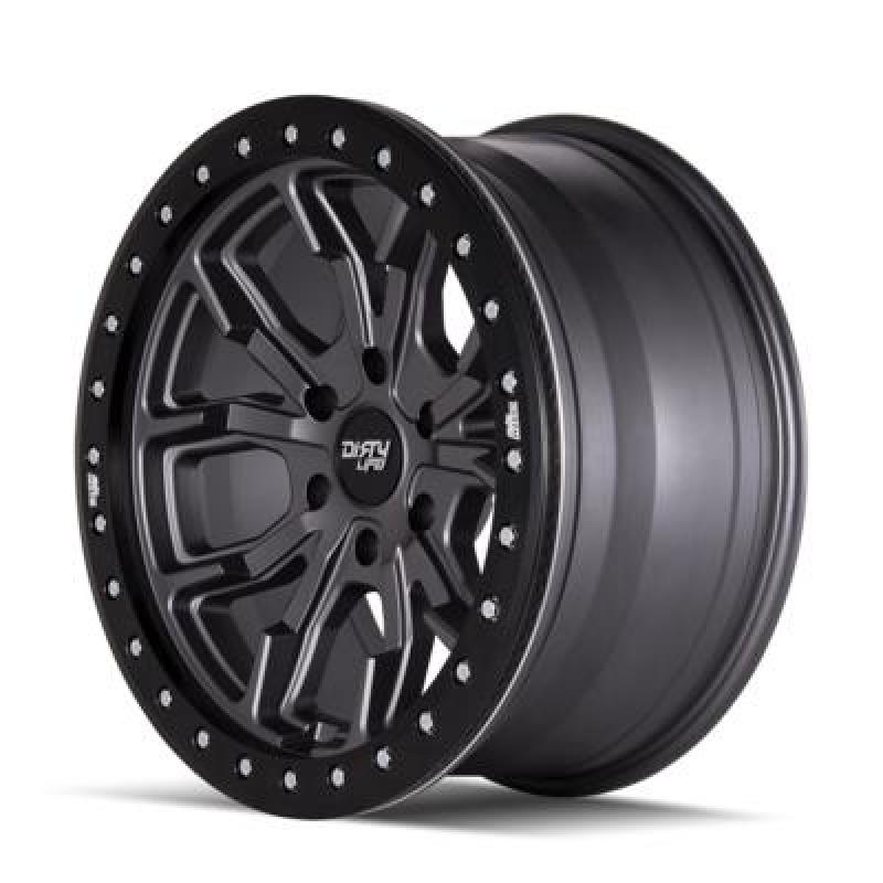 Dirty Life 9303 DT-1 17x9/5x127 BP/-12mm Offset/78.1mm Hub Matte Gunmetal Wheel - Simulated Rashring - GTR Auto