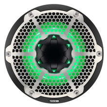 Load image into Gallery viewer, DS18 Hybrid Marine Speaker w/ Driver And RGB LEDs 10in 2-Way 450 Watts RMS 4 ohm Black w/ Cover