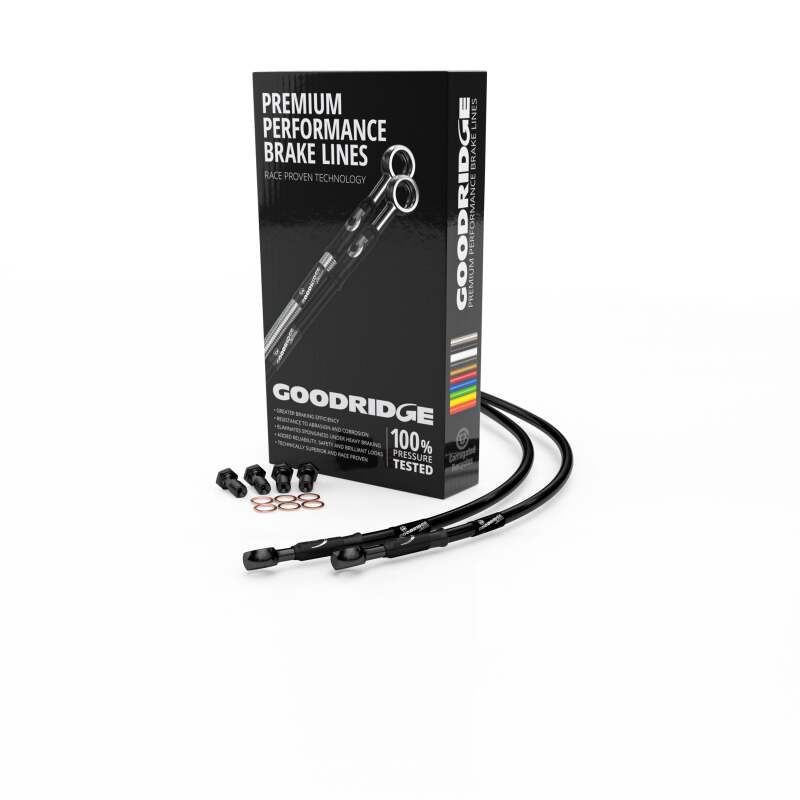 Goodridge 97-03 Harley-Davidson FLSTS (w/o ABS) Black Front Brake Line w/Black Fitting HD0055-1FB-BK