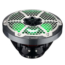 Load image into Gallery viewer, DS18 Hybrid Marine Speaker w/ Driver And RGB LEDs 8in 2-Way 350 Watts RMS 4 ohm Crbn Fiber w/ Cover