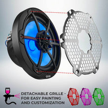 Load image into Gallery viewer, DS18 NXL-M Series Speaker w/ RGB LED Lights 8in 2-Way 125 Watts RMS 4 ohm Black