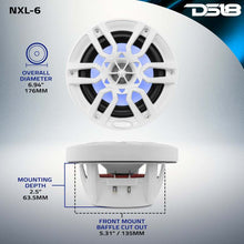 Load image into Gallery viewer, DS18 NXL Series Coaxial Marine Speaker w/ RGB Lights 6.5in 2-Way 100 Watts RMS 4 ohm White