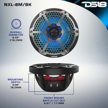 Load image into Gallery viewer, DS18 NXL-M Series Speaker w/ RGB LED Lights 8in 2-Way 125 Watts RMS 4 ohm Black