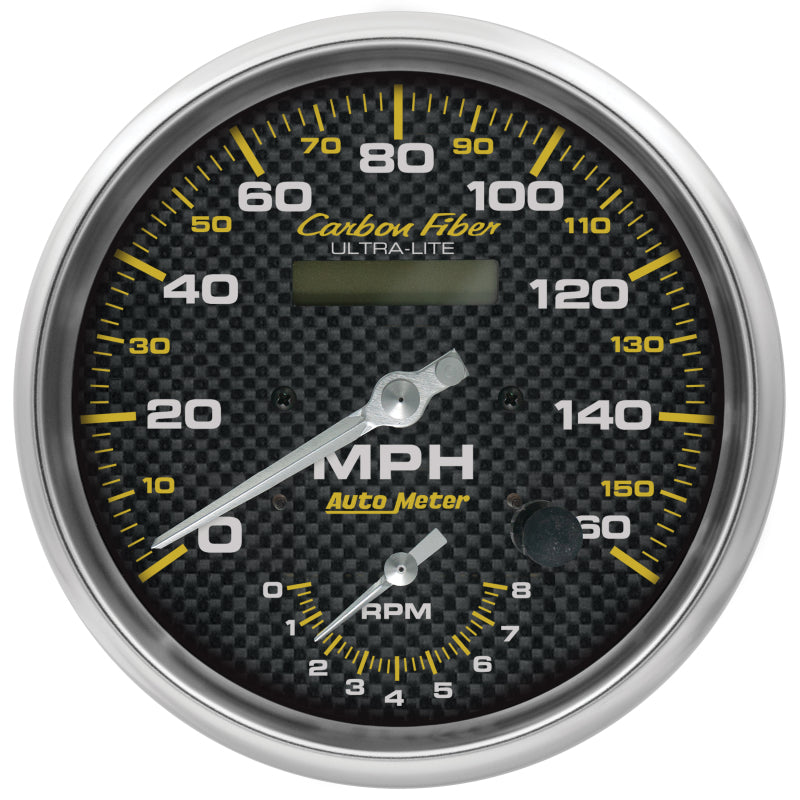AutoMeter 160mph & 8k RPM Electric Program 5in. Carbon Fiber Gauge Tach/Speedo 4878