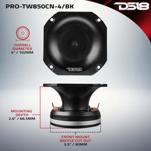 Load image into Gallery viewer, DS18 4in Super Bullet Tweeter Neodymium 250 Watts RMS 1.5in PEI Vc 4 ohm Black