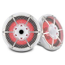 Load image into Gallery viewer, DS18 Hybrid Marine Speaker w/ Driver And RGB LEDs 10in 2-Way 450 Watts RMS 4 ohm White w/ Cover