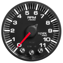 Load image into Gallery viewer, Autometer Spek-Pro Gauge Tach 2 1/16in 11K Rpm W/ Shift Light &amp; Peak Mem - Blk/Blk P336328