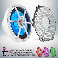 Load image into Gallery viewer, DS18 NXL-M Series Speaker w/ RGB LED Lights 8in 2-Way 125 Watts RMS 4 ohm White w/ Cover