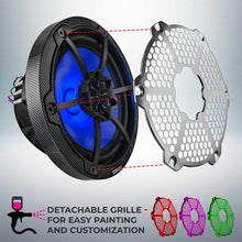 Load image into Gallery viewer, DS18 NXL-M Series Speaker w/ RGB LED Lights 8in 2-Way 125 Watts RMS 4 ohm Black Crbn Fiber w/ Cover