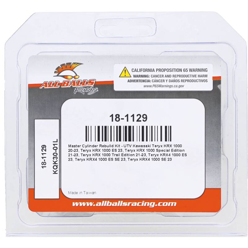All Balls Racing Master Cylinder Rebuild Kit 18-1129