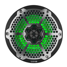 Load image into Gallery viewer, DS18 Hybrid Marine Speaker w/ Driver And RGB LEDs 8in 2-Way 350 Watts RMS 4 ohm Black w/ Covers