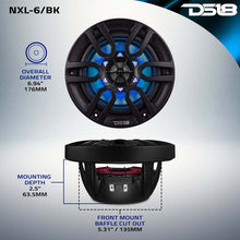 Load image into Gallery viewer, DS18 NXL Series Coaxial Marine Speakers w/ RGB Lights 6.5in 2-Way 100 Watts RMS 4 ohm Black