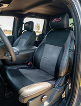 Load image into Gallery viewer, PRP 2021+ Ford 150/ 2023+ SuperDuty Front Seat Covers (Pair) - Black w/ Red Stich