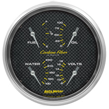 Load image into Gallery viewer, AutoMeter Carbon Fiber Quad Gauge 5in. 0 Ohm (E) - 90 Ohm (F) Electric 4819