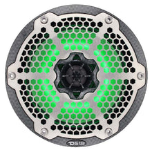 Load image into Gallery viewer, DS18 Hybrid Marine Speaker w/ Driver And RGB LEDs 8in 2-Way 350 Watts RMS 4 ohm Crbn Fiber w/ Cover