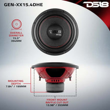 Load image into Gallery viewer, DS18 15in 600 Watts RMS 4 ohm DVC Double Stacked Magnet High Excursion Subwoofers