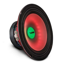 Load image into Gallery viewer, DS18 8in 275 Watts RMS 4 ohm Mid Range Loudspeaker w/ Translucent Dust Cap and Cone w/RGB LED Lights