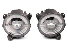 Load image into Gallery viewer, Raxiom 18-23 Jeep Wrangler JL Axial Series 9-In LED Angel Eye Headlights- Black Housing (Clear Lens)