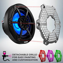 Load image into Gallery viewer, DS18 NXL-M Series Spkr w/ RGB LED Lights 6.5in 2-Way 100 Watts RMS 4 ohm Blk Grill Detached w/ Cover