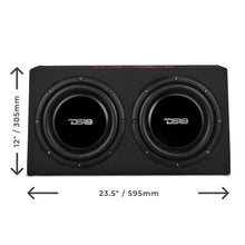 Load image into Gallery viewer, DS18 Dual 10in Shallow Enclosure w/ Subwoofer 350 Watts RMS Sealed Black Carpet Amplified