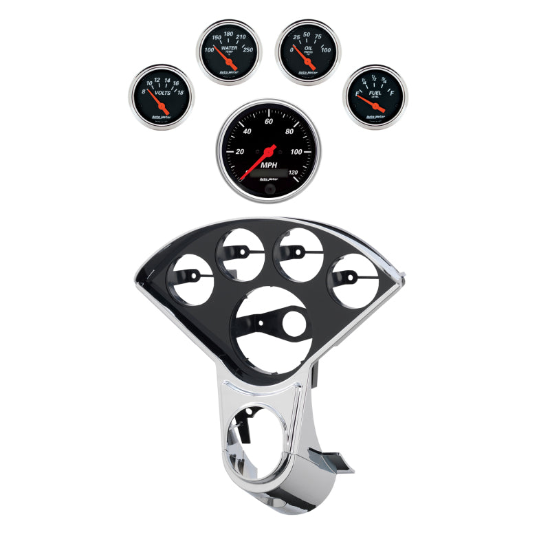 Autometer Designer Black Direct Fit Dash Kit 55-59 Chevy Truck (1 x 3-3/8in. / 4 x 2-1/16in.) 2208-06
