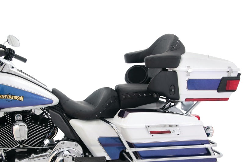 Mustang 93-13 Harley FL Touring Extended Arm Wrap Passenger w/Blk Pearl Studs - Black
