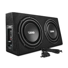 Load image into Gallery viewer, DS18 Dual 10in Shallow Enclosure w/ Subwoofer 350 Watts RMS Sealed Black Carpet Amplified