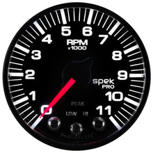 Load image into Gallery viewer, Autometer Spek-Pro Gauge Tach 2 1/16in 11K Rpm W/ Shift Light &amp; Peak Mem - Blk/Blk P336328