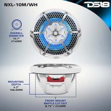 Load image into Gallery viewer, DS18 NXL-M Series Spkr w/ RGB LED Lights 10in 2-Way 200 Watts RMS 4 ohm Wht Grill Detached w/ Cover