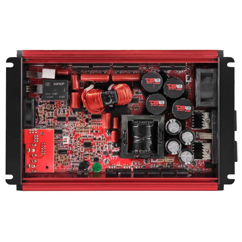 DS18 1-Channel Amp Class D Full-Range Monoblock 2500 Watts RMS/1ohm Red