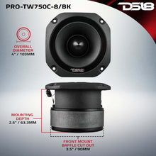 Load image into Gallery viewer, DS18 4in Super Bullet Tweeter 200 Watts RMS 1.5in Titanium Vc 8 ohm Silver