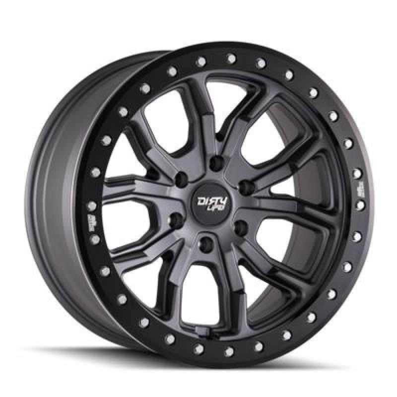 Dirty Life 9303 DT-1 17x9/5x127 BP/-12mm Offset/78.1mm Hub Matte Gunmetal Wheel - Simulated Rashring - GTR Auto