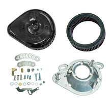 Load image into Gallery viewer, S&amp;S Cycle 84-99 BT w/ Super E/G Carb Stealth Air Cleaner Kit w/ Gloss Black Slasher Teardrop