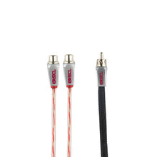 Load image into Gallery viewer, DS18 Level 3 RCA Wire Y Connector 1 Male to 2 Female Black