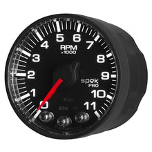 Load image into Gallery viewer, Autometer Spek-Pro Gauge Tach 2 1/16in 11K Rpm W/ Shift Light &amp; Peak Mem - Blk/Blk P336328