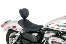 Load image into Gallery viewer, Mustang 04-21 Harley Sportster Wide Tripper Solo Seat w/Driver Backrest Diamond Stitch - Black