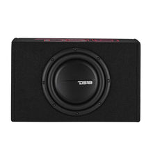 Load image into Gallery viewer, DS18 Single 10in Shallow Enclosure w/ Subwoofer 350 Watts RMS Sealed Black Carpet Amplified