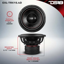 Load image into Gallery viewer, DS18 15in 3000 Watts RMS 4+4 ohm DVC Quad Stacked Magnet Reinforced Cone Subwoofers